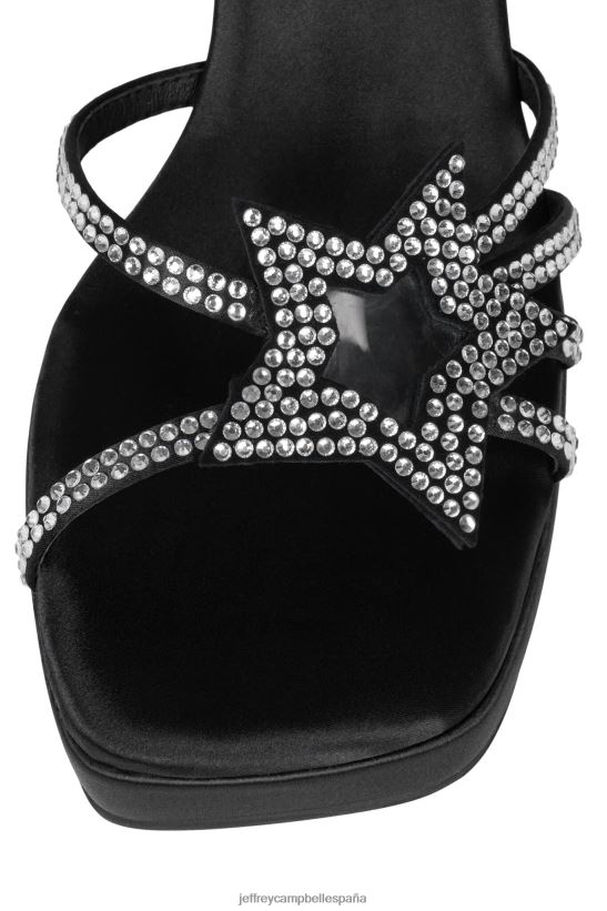 mujer Jeffrey Campbell megaestrella plata satinada negra PHXV4X984 sandalia plataforma