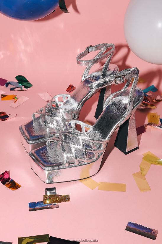 mujer Jeffrey Campbell modesto plateado metalizado PHXV4X1002 sandalia plataforma