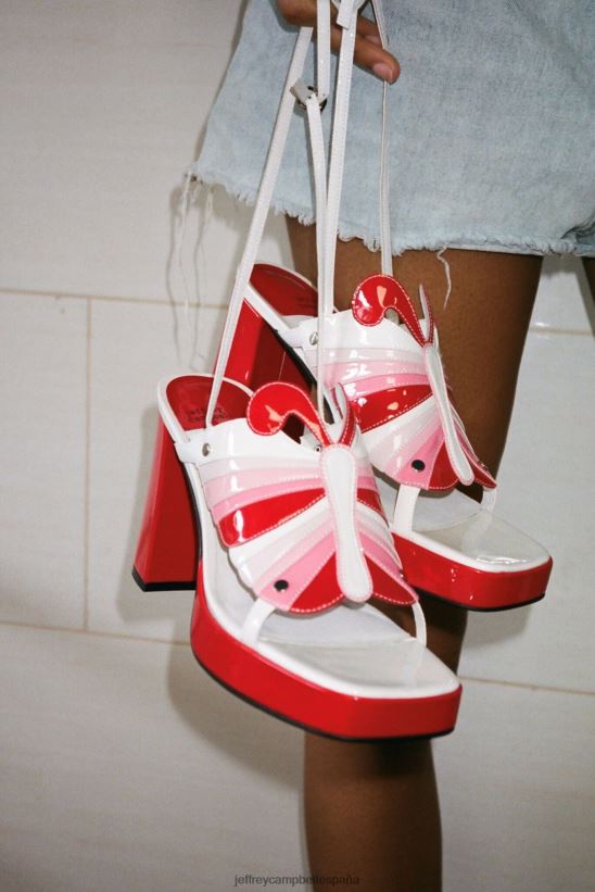 mujer Jeffrey Campbell monarca-l rojo charol blanco multi PHXV4X989 sandalia plataforma