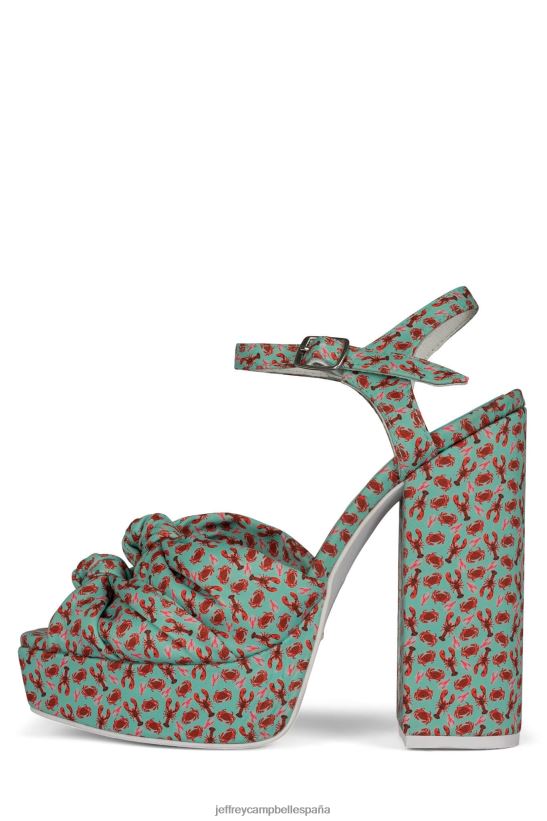 mujer Jeffrey Campbell nudo-2días estampado de langosta roja aguamarina PHXV4X1199 sandalia plataforma