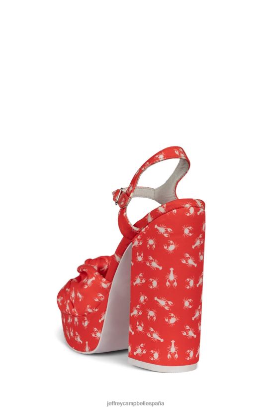 mujer Jeffrey Campbell nudo-2días impresión de cangrejo de langosta roja PHXV4X1198 sandalia plataforma