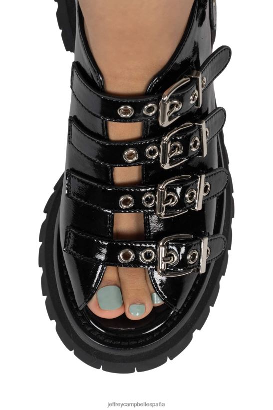 mujer Jeffrey Campbell post-punk charol arrugado negro PHXV4X243 sandalia plataforma