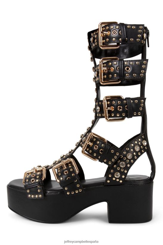 mujer Jeffrey Campbell ramones oro negro PHXV4X215 sandalia plataforma