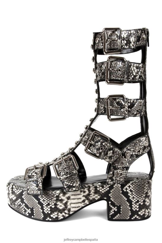 mujer Jeffrey Campbell ramones serpiente blanca negra plateada PHXV4X216 sandalia plataforma