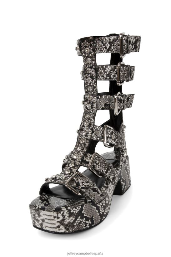 mujer Jeffrey Campbell ramones serpiente blanca negra plateada PHXV4X216 sandalia plataforma