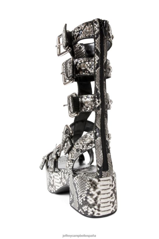 mujer Jeffrey Campbell ramones serpiente blanca negra plateada PHXV4X216 sandalia plataforma