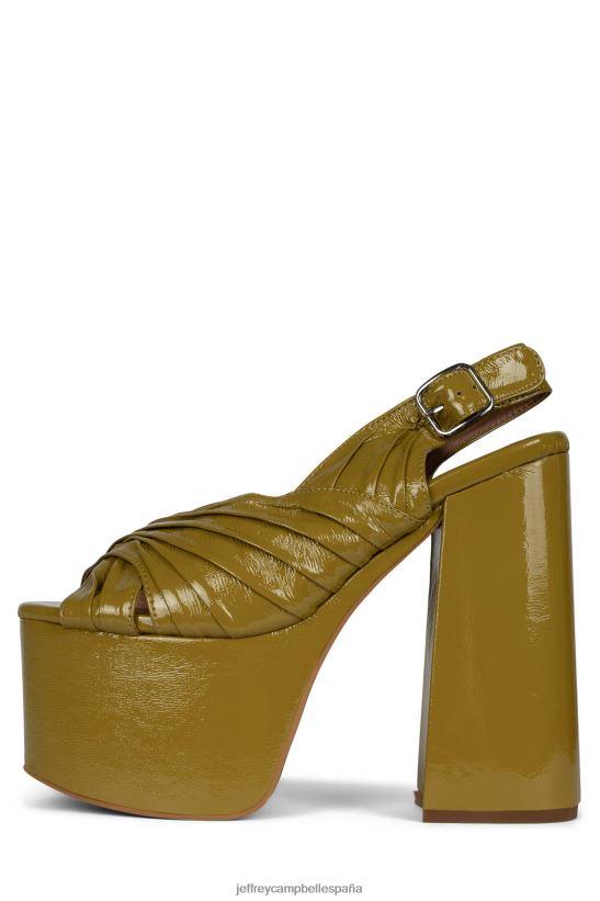 mujer Jeffrey Campbell rock-it-2 patente arrugada charteuse PHXV4X1188 sandalia plataforma