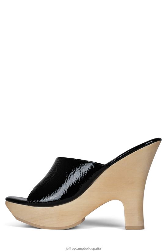 mujer Jeffrey Campbell roxi charol arrugado negro PHXV4X1128 sandalia plataforma