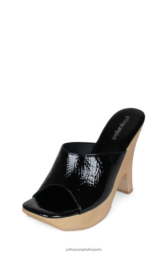 mujer Jeffrey Campbell roxi charol arrugado negro PHXV4X1128 sandalia plataforma