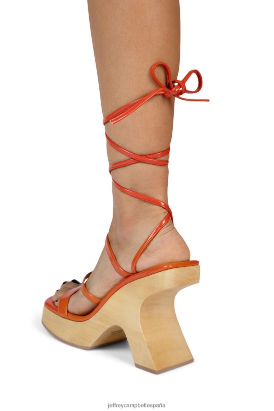 mujer Jeffrey Campbell sensación charol naranja arrugado PHXV4X117 sandalia plataforma