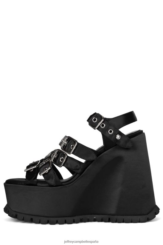 mujer Jeffrey Campbell vacío satén negro PHXV4X1087 sandalia plataforma