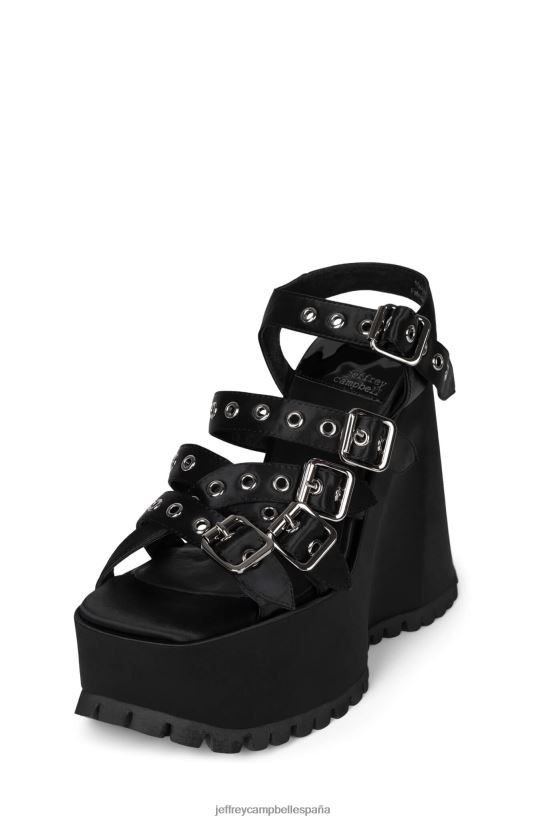 mujer Jeffrey Campbell vacío satén negro PHXV4X1087 sandalia plataforma