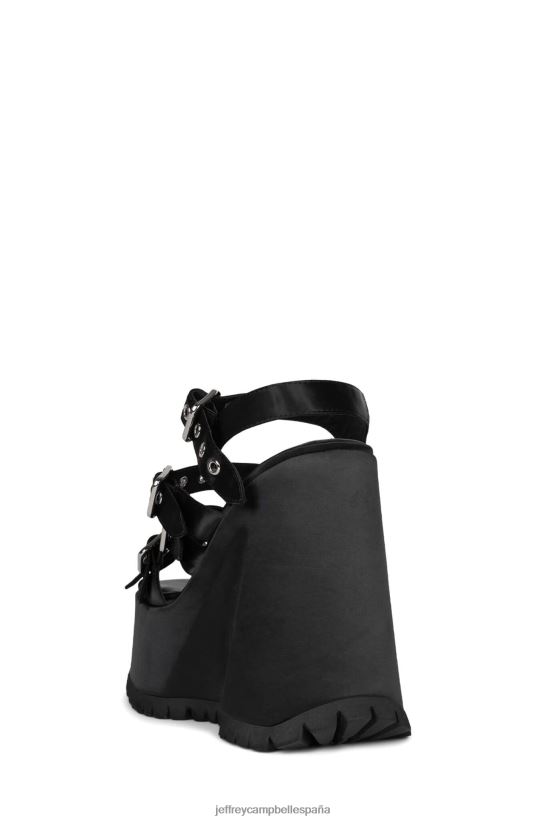 mujer Jeffrey Campbell vacío satén negro PHXV4X1087 sandalia plataforma