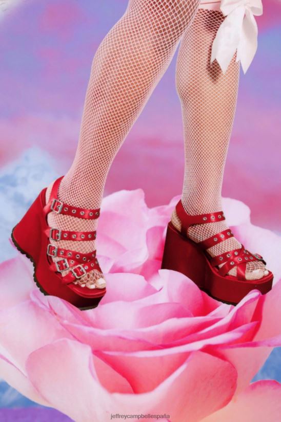 mujer Jeffrey Campbell vacío satén rojo PHXV4X1085 sandalia plataforma