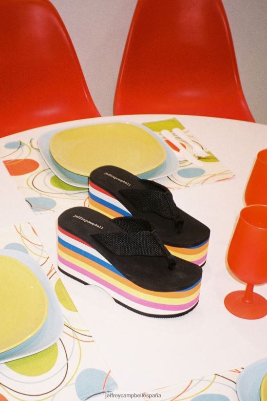 mujer Jeffrey Campbell wavin-mlt negro multi PHXV4X182 sandalia plataforma