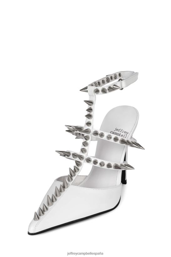 mujer Jeffrey Campbell Paso atrás charol blanco plata PHXV4X1330 bomba de tacón