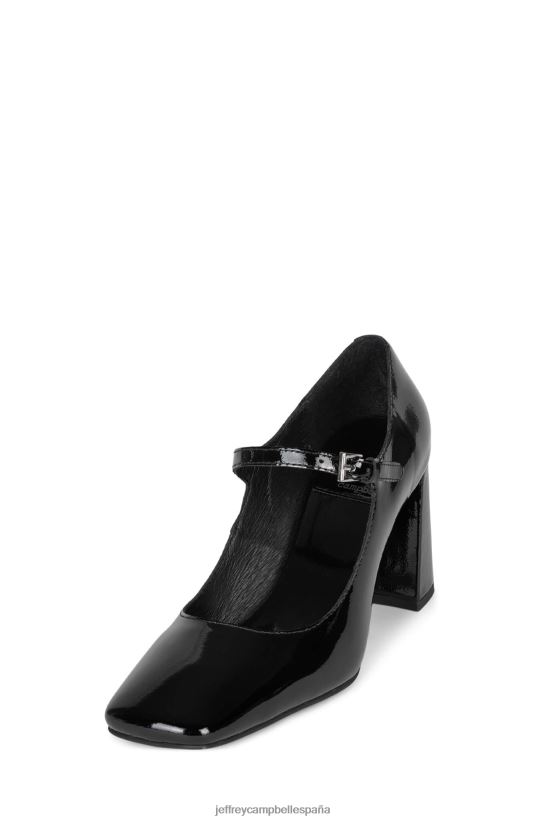 mujer Jeffrey Campbell bourdin-2 charol arrugado negro PHXV4X1359 bomba de tacón