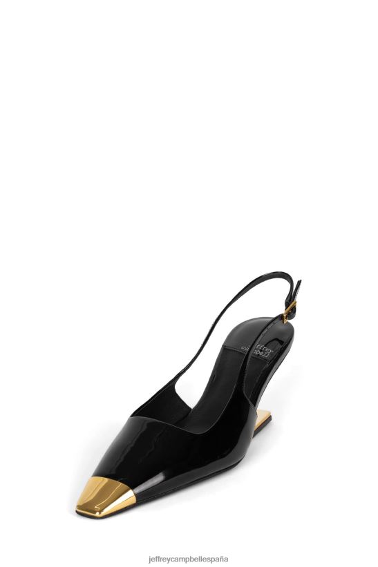 mujer Jeffrey Campbell culpable-l oro charol negro PHXV4X1356 bomba de tacón