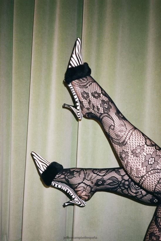 mujer Jeffrey Campbell de buen gusto cebra blanca negra PHXV4X1321 bomba de tacón