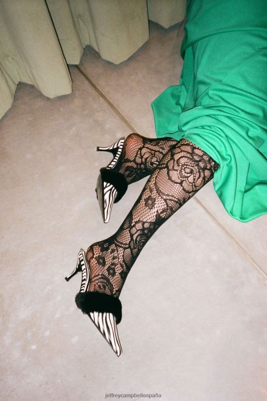 mujer Jeffrey Campbell de buen gusto cebra blanca negra PHXV4X1321 bomba de tacón