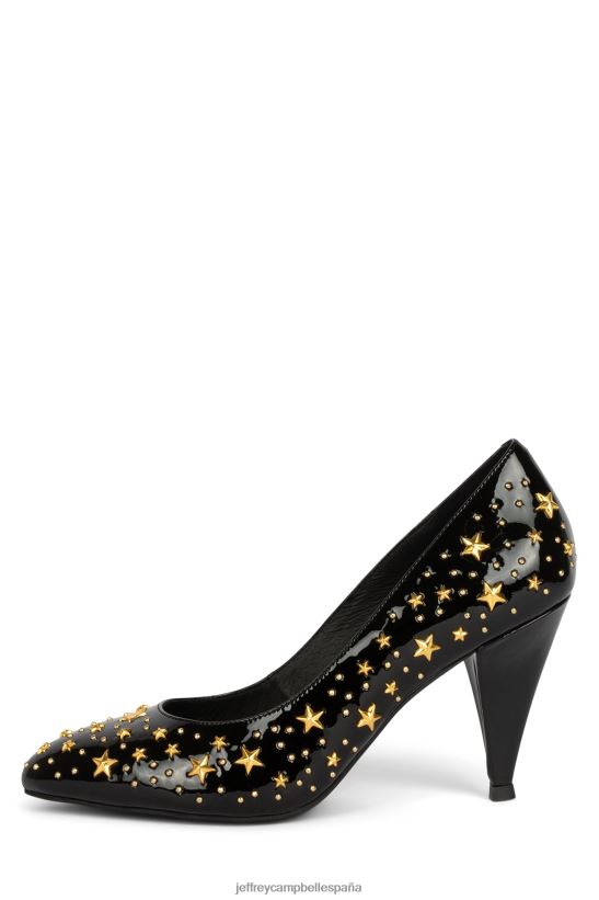 mujer Jeffrey Campbell estudio de las estrellas oro charol negro PHXV4X1375 bomba de tacón