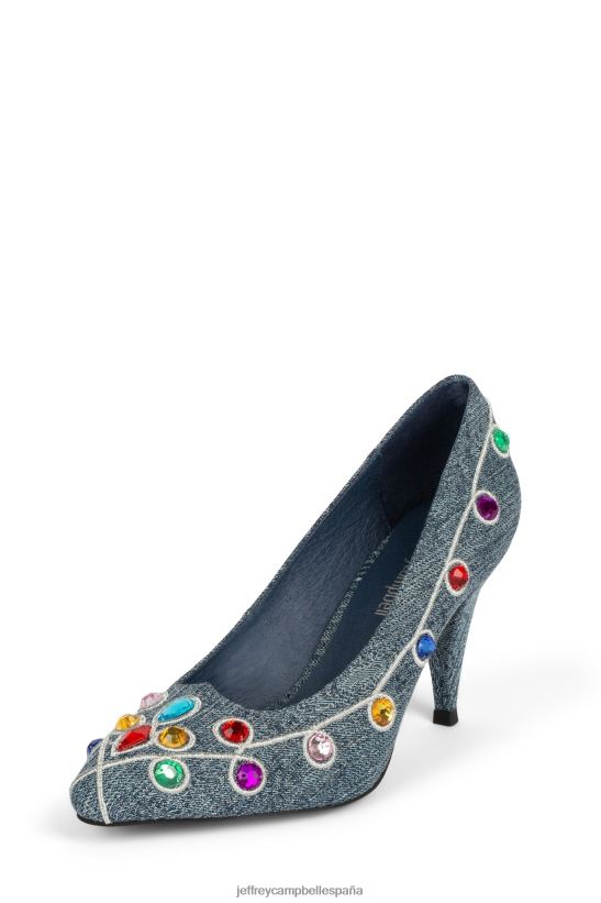 mujer Jeffrey Campbell mcfly joyas brillantes de mezclilla azul PHXV4X1376 bomba de tacón
