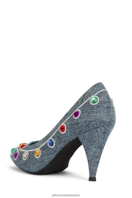 mujer Jeffrey Campbell mcfly joyas brillantes de mezclilla azul PHXV4X1376 bomba de tacón