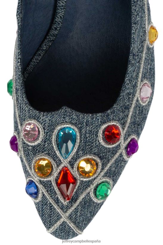 mujer Jeffrey Campbell mcfly joyas brillantes de mezclilla azul PHXV4X1376 bomba de tacón