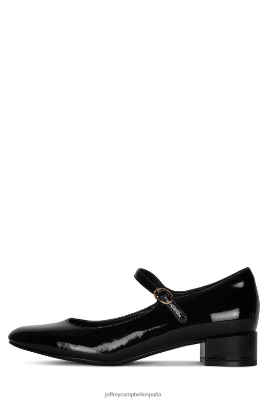 mujer Jeffrey Campbell nivel superior charol arrugado negro PHXV4X1342 bomba de tacón