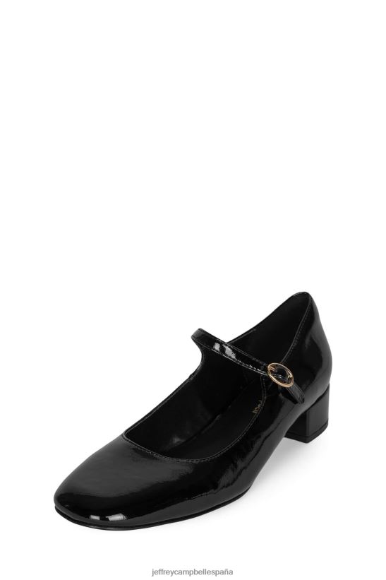 mujer Jeffrey Campbell nivel superior charol arrugado negro PHXV4X1342 bomba de tacón