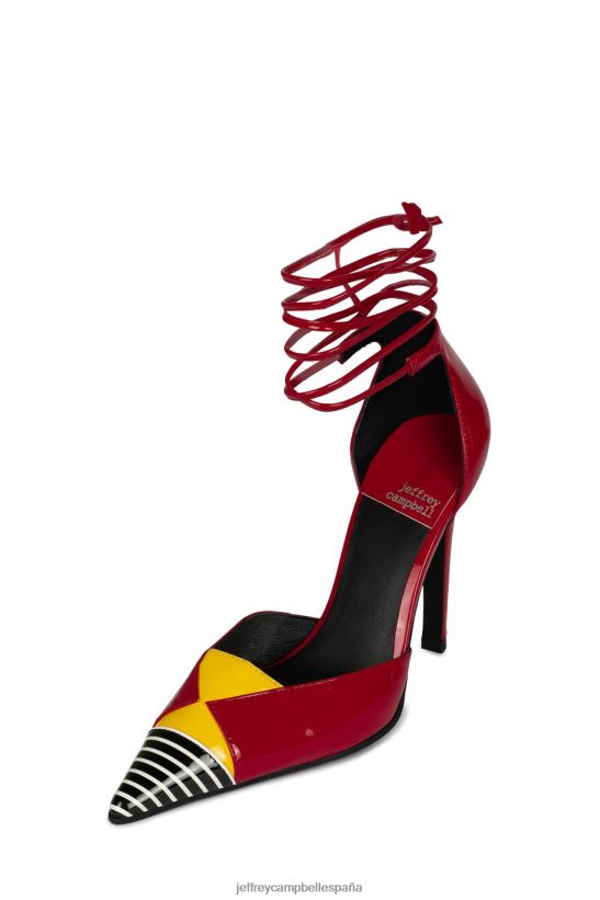 mujer Jeffrey Campbell ovio negro blanco raya rojo multi PHXV4X1368 bomba de tacón
