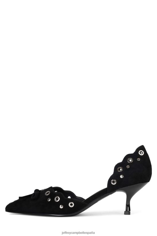 mujer Jeffrey Campbell satisfecho ante negro plata PHXV4X1393 bomba de tacón