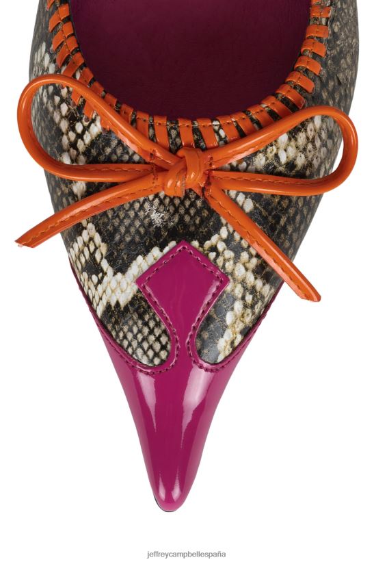 mujer Jeffrey Campbell torpedo-2 rosa palmadita beige serpiente naranja PHXV4X1363 bomba de tacón