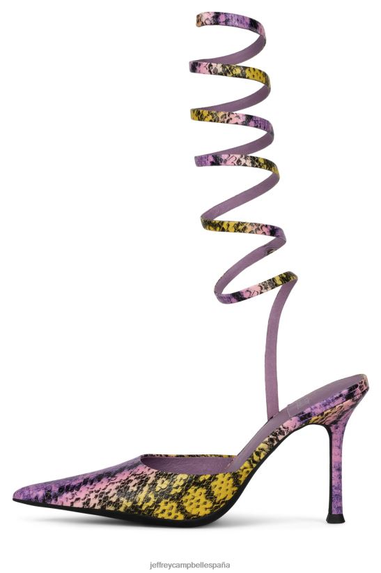 mujer Jeffrey Campbell Afrodita serpiente amarilla morada PHXV4X1677 mula de tacón