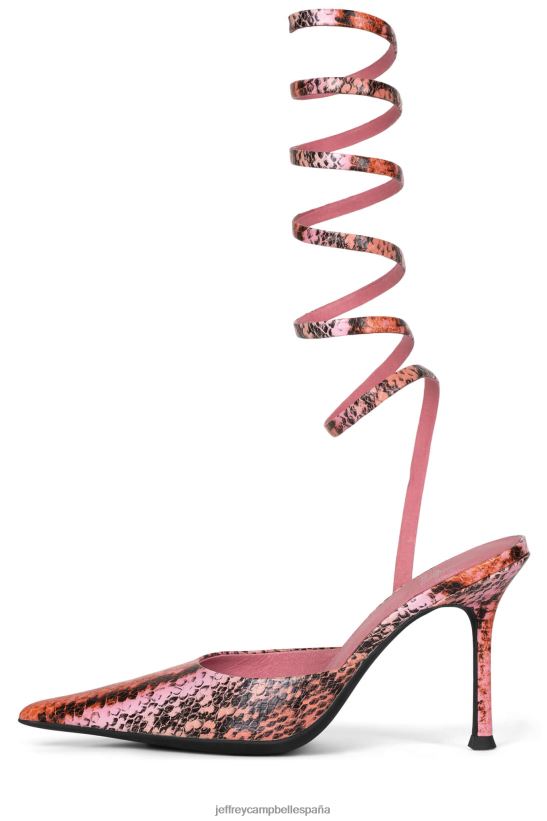 mujer Jeffrey Campbell Afrodita serpiente naranja rosa PHXV4X1678 mula de tacón