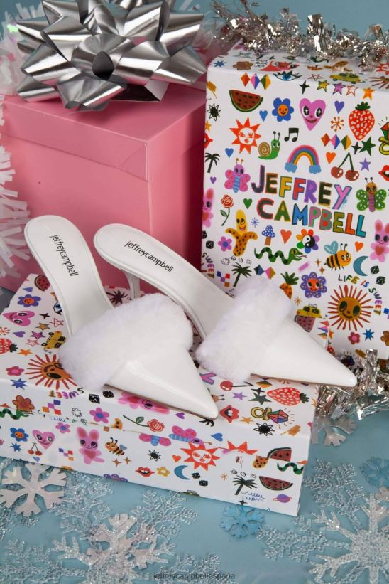 mujer Jeffrey Campbell de buen gusto combo charol blanco PHXV4X1701 mula de tacón