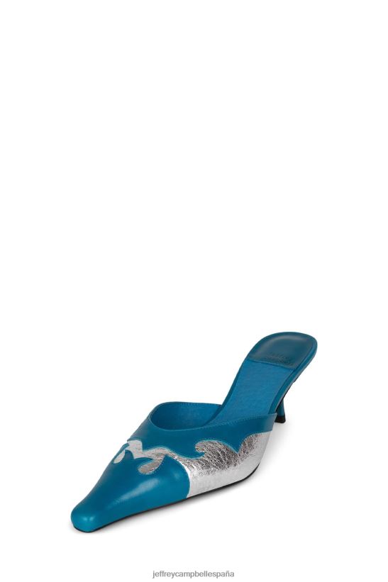 mujer Jeffrey Campbell diletante arrugado de plata verde azulado PHXV4X1671 mula de tacón
