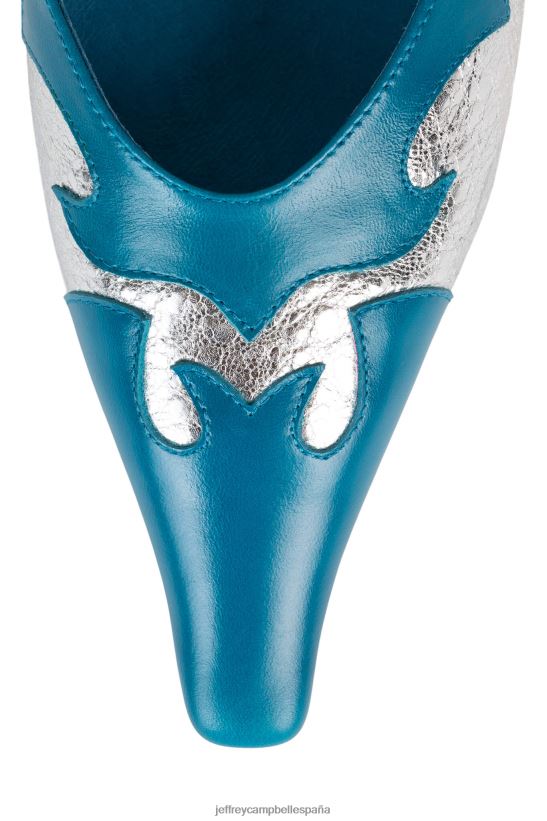 mujer Jeffrey Campbell diletante arrugado de plata verde azulado PHXV4X1671 mula de tacón
