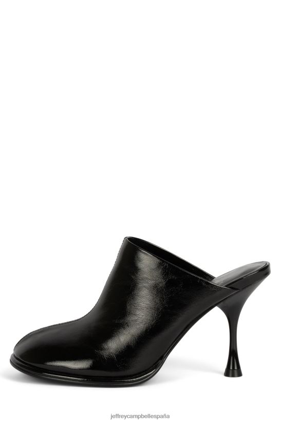 mujer Jeffrey Campbell oblicuos charol arrugado negro PHXV4X1722 mula de tacón
