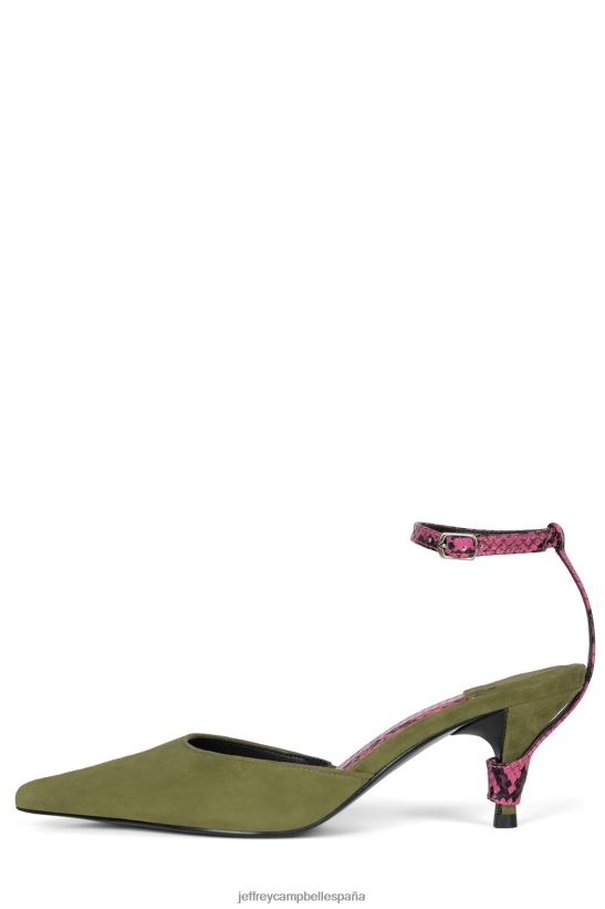 mujer Jeffrey Campbell operatorio serpiente rosa ante verde PHXV4X1699 mula de tacón