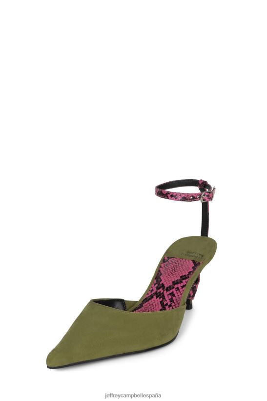 mujer Jeffrey Campbell operatorio serpiente rosa ante verde PHXV4X1699 mula de tacón