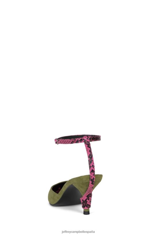 mujer Jeffrey Campbell operatorio serpiente rosa ante verde PHXV4X1699 mula de tacón