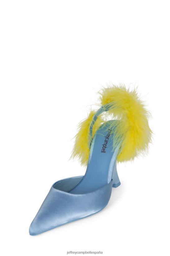 mujer Jeffrey Campbell presumido azul satinado amarillo PHXV4X1659 mula de tacón