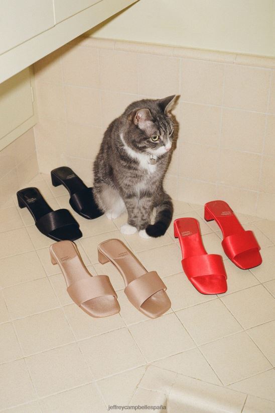 mujer Jeffrey Campbell Clave baja satén rojo PHXV4X1416 sandalia de tacón