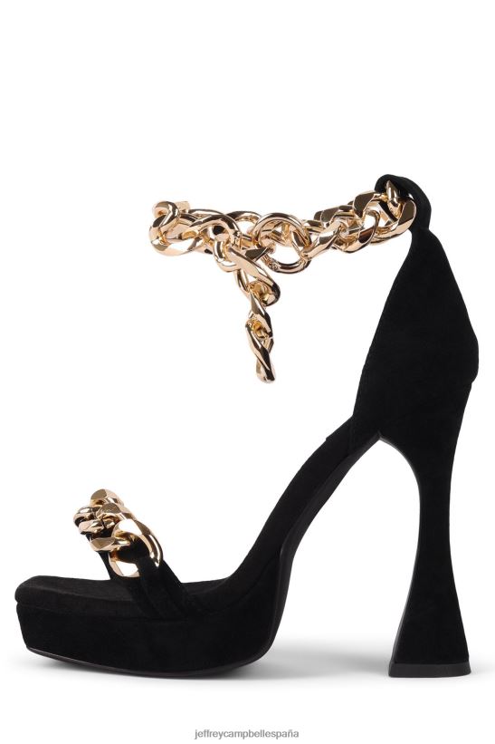 mujer Jeffrey Campbell Lago plateado ante negro dorado PHXV4X1572 sandalia de tacón