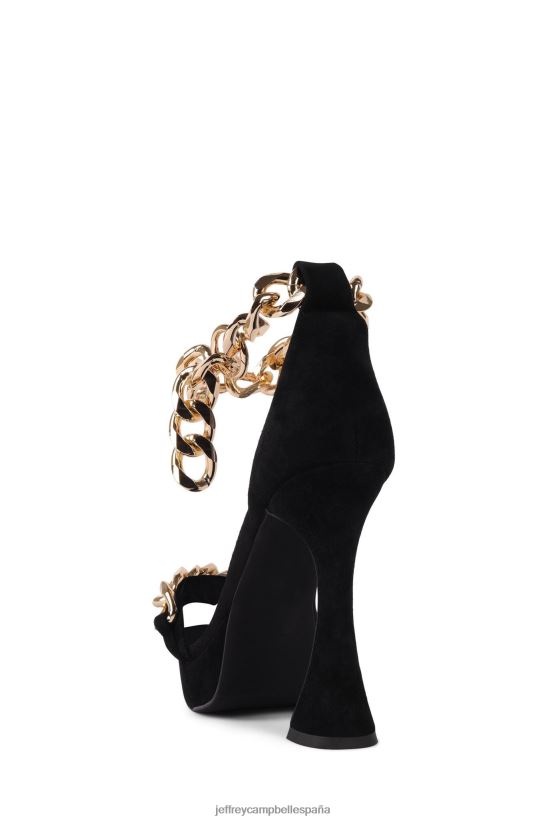 mujer Jeffrey Campbell Lago plateado ante negro dorado PHXV4X1572 sandalia de tacón