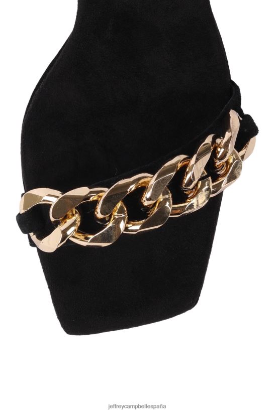 mujer Jeffrey Campbell Lago plateado ante negro dorado PHXV4X1572 sandalia de tacón