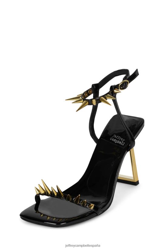 mujer Jeffrey Campbell afinar oro charol negro PHXV4X1512 sandalia de tacón