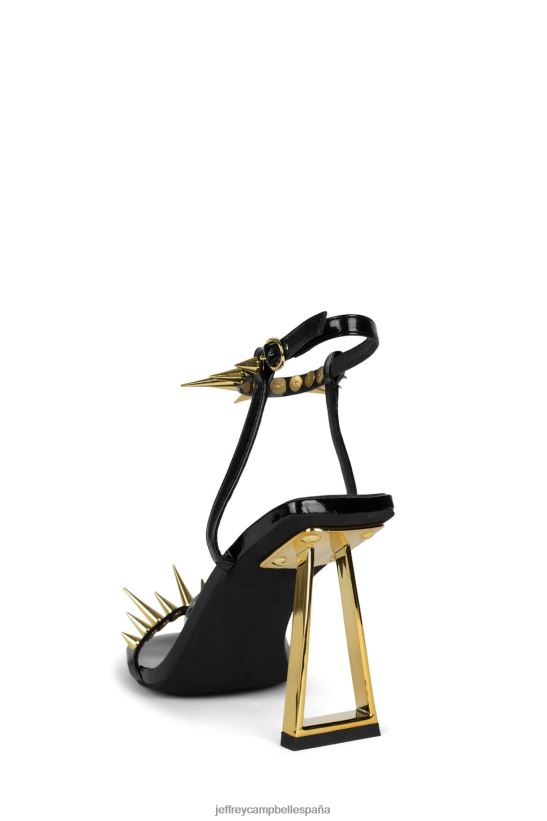 mujer Jeffrey Campbell afinar oro charol negro PHXV4X1512 sandalia de tacón