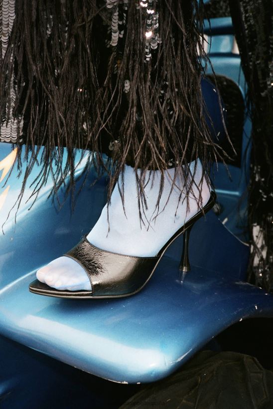 mujer Jeffrey Campbell agente arruga negra PHXV4X104 sandalia de tacón